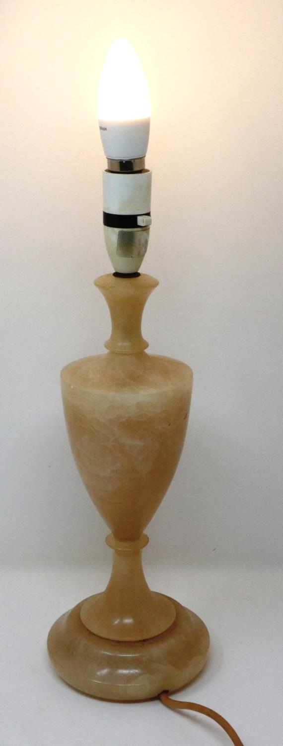 Alabaster table lamp base, H: 40 cm. P&P Group 2 (£18+VAT for the first lot and £3+VAT for