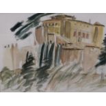 Julia Midgley (B. 1948): watercolour, Bastille De Picasso, labels verso, 44 x 29 cm. Not available