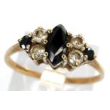 9ct gold cluster ring set with sapphires and cubic zirconia, size N, 1.3g. P&P Group 1 (£14+VAT
