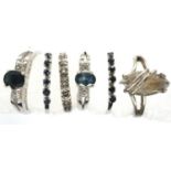 Six 925 silver stone set rings, mixed sizes. P&P Group 1 (£14+VAT for the first lot and £1+VAT for