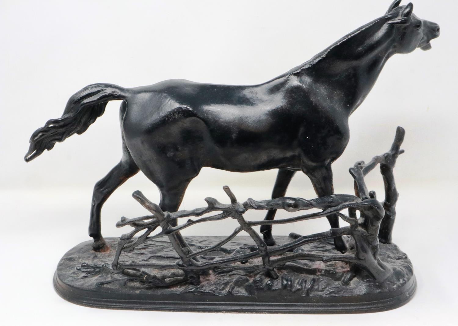 Russian casting of a black horse, L: 40 cm, with foundry marks and 1968 date. P&P Group 2 (£18+VAT - Image 2 of 2