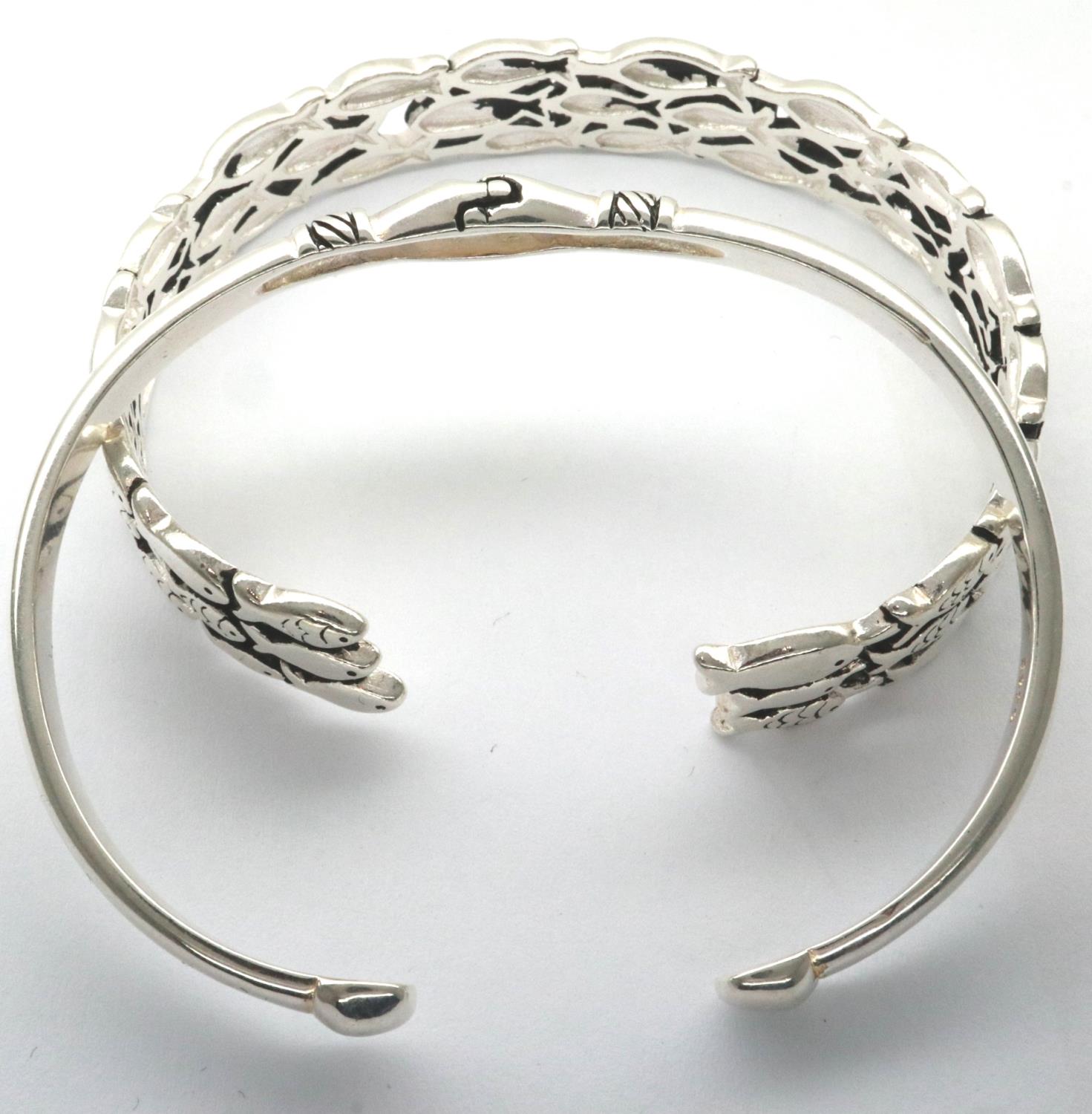 Two 925 silver bangles, largest D: 70 mm. P&P Group 1 (£14+VAT for the first lot and £1+VAT for - Image 2 of 3