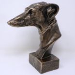 Bronzed cast iron greyhound bust on base, H: 22 cm. P&P Group 2 (£18+VAT for the first lot and £3+