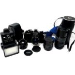 Chinon CM-4s SLR camera body, with mixed lenses including Tokina, Makinon and Chinon, and further