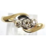 9ct gold diamond set trilogy ring, size O, 2.1g. P&P Group 1 (£14+VAT for the first lot and £1+VAT