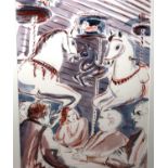 Julia Midgley (B. 1948): watercolour and pen, Carousel, 27 x 37 cm. Not available for in-house P&P