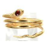 18ct gold snake ring, size L, 2.3g. P&P Group 1 (£14+VAT for the first lot and £1+VAT for subsequent