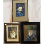 Three framed watercolour portraits by Roy George, two dated 1925. P&P Group 3 (£25+VAT for the first