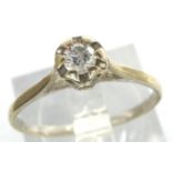 9ct white gold diamond solitaire ring, size M, 1.3g. P&P Group 1 (£14+VAT for the first lot and £1+