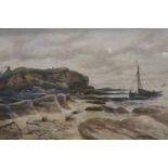 G F Ride (19th century): watercolour, Heysham Morecambe Bay, 72 x 48 cm. Not available for in-