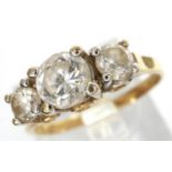 9ct gold trilogy ring set with cubic zirconia, size M, 2.2g. P&P Group 1 (£14+VAT for the first
