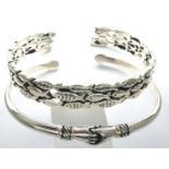 Two 925 silver bangles, largest D: 70 mm. P&P Group 1 (£14+VAT for the first lot and £1+VAT for