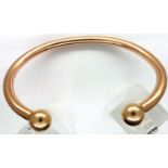 9ct gold torque bangle, D: 75 mm, 44.4g. general usage marks otherwise good condition. P&P Group