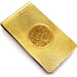 9ct gold money clip, 50 x 30 mm, 22.7g. P&P Group 1 (£14+VAT for the first lot and £1+VAT for