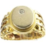 Gents 9ct gold ring set with a diamond, size T, 11.3g. P&P Group 1 (£14+VAT for the first lot and £