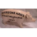 Cast iron W.Molands and Sons Quaker city hams piggy bank, L: 20 cm. P&P Group 1 (£14+VAT for the