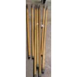 Seven snooker/pool cues. Not available for in-house P&P