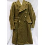 British 1951 pattern olive greatcoat, Royal Signal Corps, size 7. P&P Group 2 (£18+VAT for the first