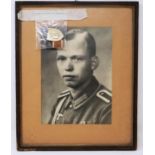 WWII German Soldiers mementos of his time serving on the Siegfried Line to include a photograph,