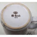 Third Reich Waffen SS ceramic mug dated 1939. P&P Group 2 (£18+VAT for the first lot and £3+VAT