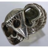 WWII period sterling silver US Paratroopers ring, size T. P&P Group 1 (£14+VAT for the first lot and