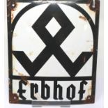 Third Reich Erbhof, Hereditary Farm enamel depicting the Odal Rune. P&P Group 2 (£18+VAT for the