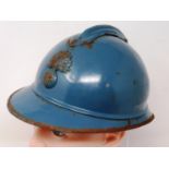 WWI French small size M15 Adrian helmet with liner, badged to infantry. P&P Group 3 (£25+VAT for the