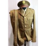 American post-war military dress uniform, comprising tunic, trousers, visor cap, shirt and tie, some