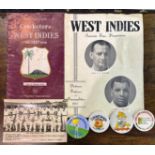 Mid 20th century cricketing ephemera, including 1957 West Indies Tour souvenir programme, with later