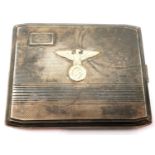 WWII period German cigarette case with an SA eagle badge surmounted to the front. P&P Group 1 (£14+