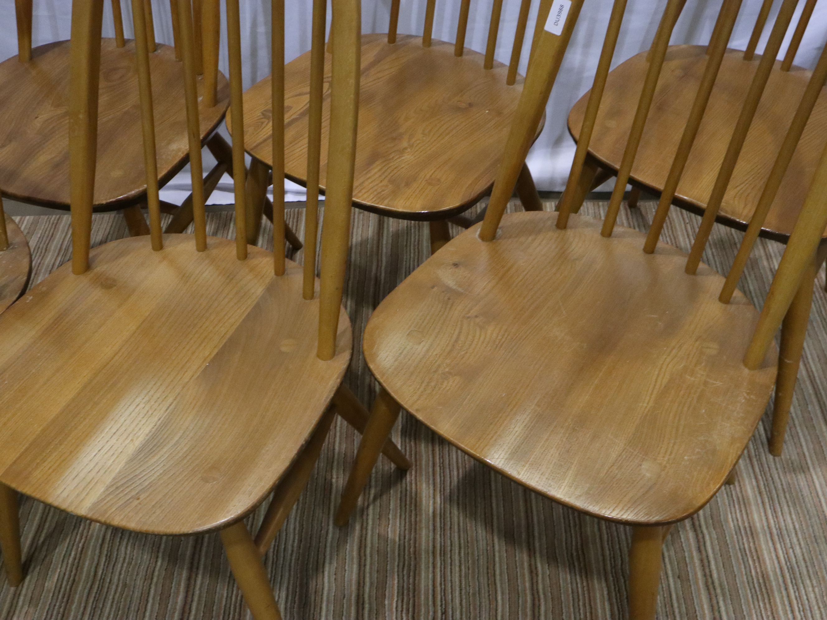 Set of six Ercol stickback dining chairs, seats of the chairs are not split, the back of one has a - Image 2 of 5