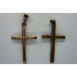 Two 9ct gold cruciform pendants, largest H: 30 mm, 1.8g. P&P Group 1 (£14+VAT for the first lot