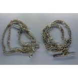 Two 925 silver T bar neck chains, L: 43 cm. P&P Group 1 (£14+VAT for the first lot and £1+VAT for
