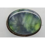 Charles Horner silver brooch set with green and blue opal hallmarked Chester assay, L: 40 mm. P&P