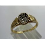 9ct gold diamond solitaire ring, size P, 2.3g. P&P Group 1 (£14+VAT for the first lot and £1+VAT for