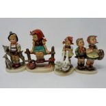 Four Goebel figurines, largest H: 10 cm, no cracks or chips. P&P Group 2 (£18+VAT for the first