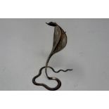 Silver plated snake menu holder with garnet set eyes, H: 10 cm. P&P Group 1 (£14+VAT for the first