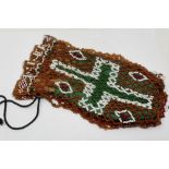 WWI Turkish Prisoner of War beaded pouch/bag. P&P Group 1 (£14+VAT for the first lot and £1+VAT