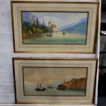 Edwin St John (1878-1961): a pair of Gouache on a paper, Italian lake scenes, each 23 x 48 cm. Not