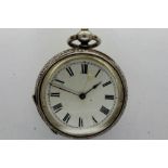 Ladies silver plated fob watch, damaged. P&P Group 1 (£14+VAT for the first lot and £1+VAT for