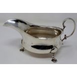 Hallmarked silver sauce boat, Sheffield assay, 260g. P&P Group 1 (£14+VAT for the first lot and £1+