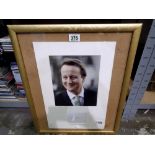 Framed David Cameron press photograph and signature. Not available for in-house P&P