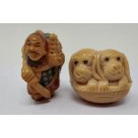 Two Netsuke type figurines, H: 50 mm. P&P Group 1 (£14+VAT for the first lot and £1+VAT for