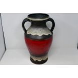 Large twin handled West German vase, 741 40 Bay Keramik, H: 40 cm, looses to rim. P&P Group 3 (£25+