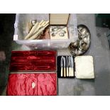 Mixed lot of various boxed and unboxed cutlery from plated sets to standard dining cutlery. Not