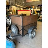 Box trailer with two spare wheels and cover, 4ft x 3ft. Not available for in house P&P.