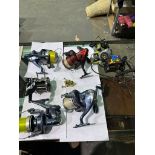Mixed fishing reels including Leeda. Not available for in-house P&P