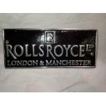 Aluminium Rolls Royce plaque, W: 25 cm. P&P Group 1 (£14+VAT for the first lot and £1+VAT for