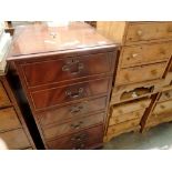 Mahogany chest of three filing drawers with key. Not available for in-house P&P
