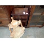 Mahogany bedside drawer and a pine shelf. Not available for in-house P&P